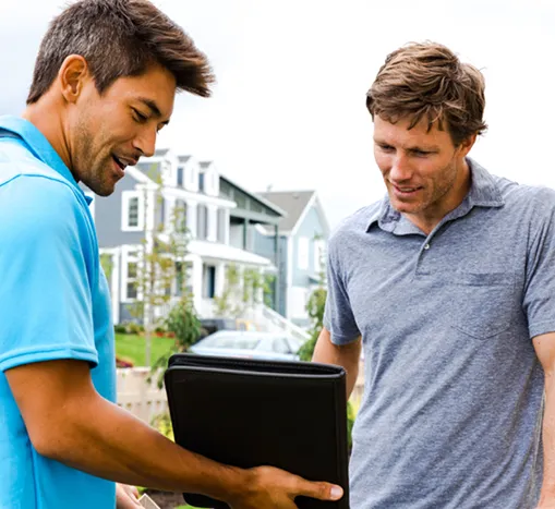 Person demonstrating product to a customer