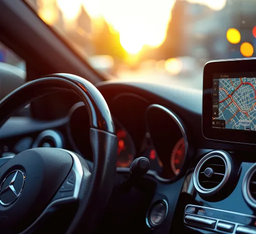Steering wheel, dashboard, and navigation of a vehicle